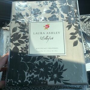 Laura Ashley Curtains/Drapes 84 x84 inches Malena new cream black